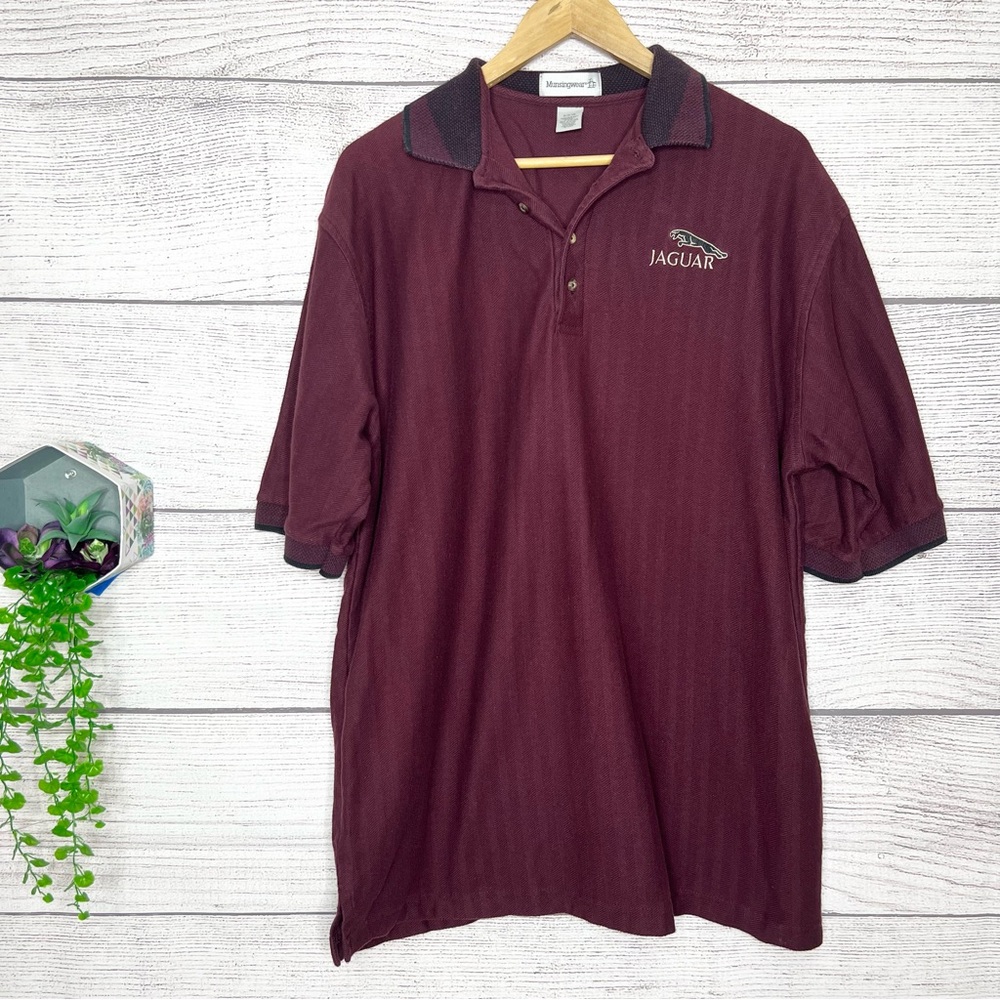Vintage Jaguar Men's Burgundy Polo Shirt Size XL